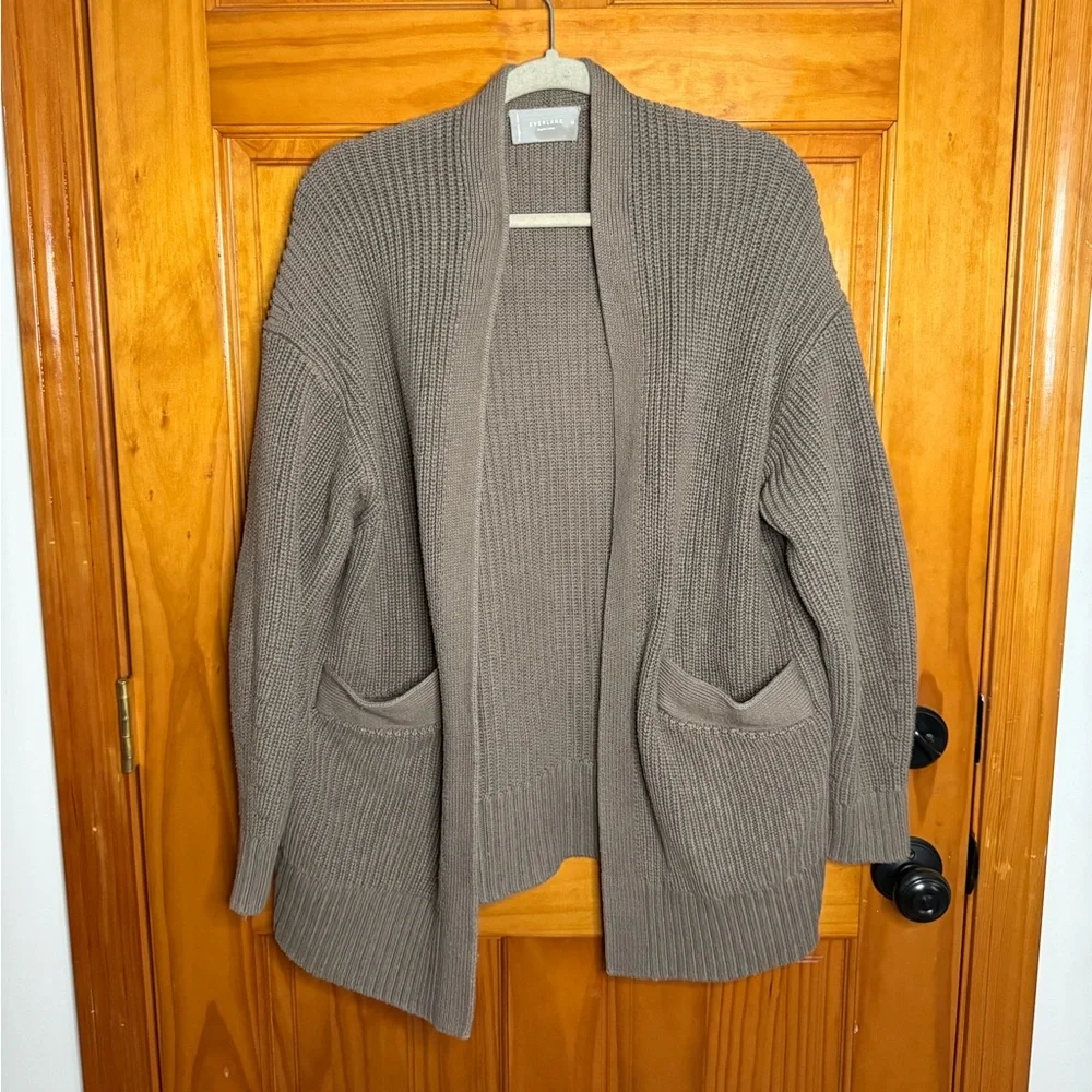 Everlane The Oversized Cotton Ribbed Cardigan in Clay Women’s Medium - Picture 2 of 11